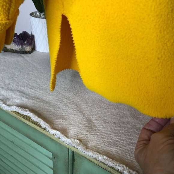 Vintage Aqua Sheen Womens Solid Long Sleeve Button Down Fleece Jacket Yellow Siz - Picture 5 of 6